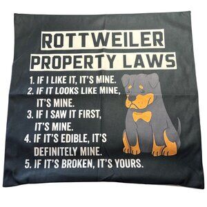 Rottweiler Pillow Cover Property Laws Decorative 18x18" Black White Zipper NWOT